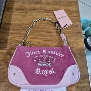 Juicy Couture Pink and White Shoulder Bag with Chain Strap